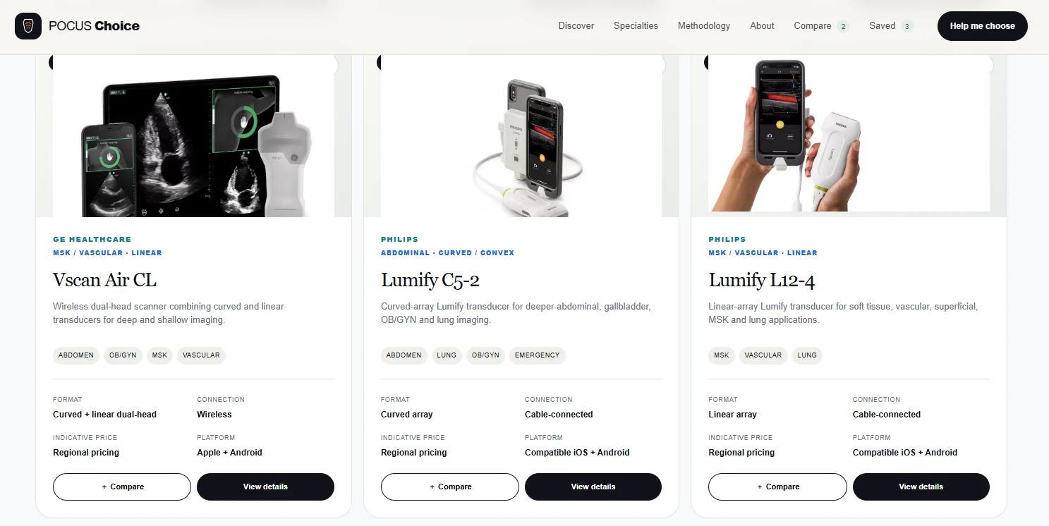 Actual screenshot of POCUS Choice